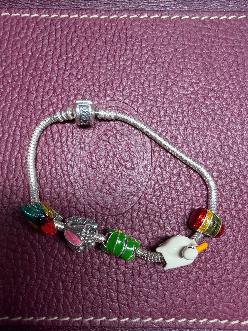 Pandora style Key West sterling silver charm bracelet